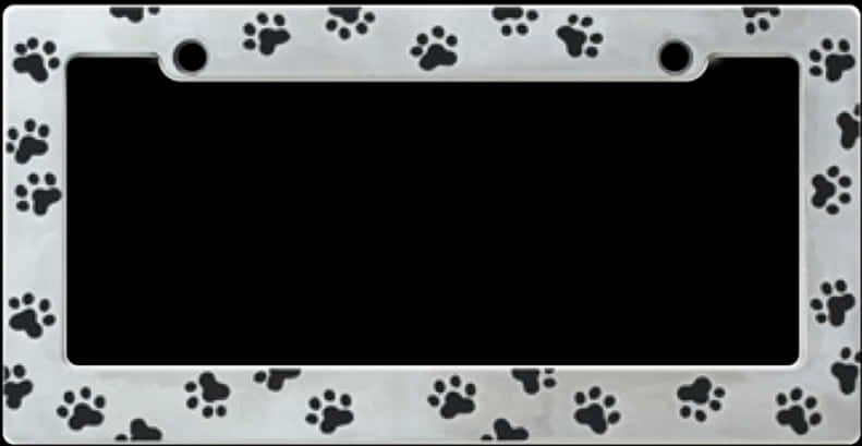 Paw Print 桌布 壁紙 — 一個銀色車牌框，邊框飾有黑色爪印。