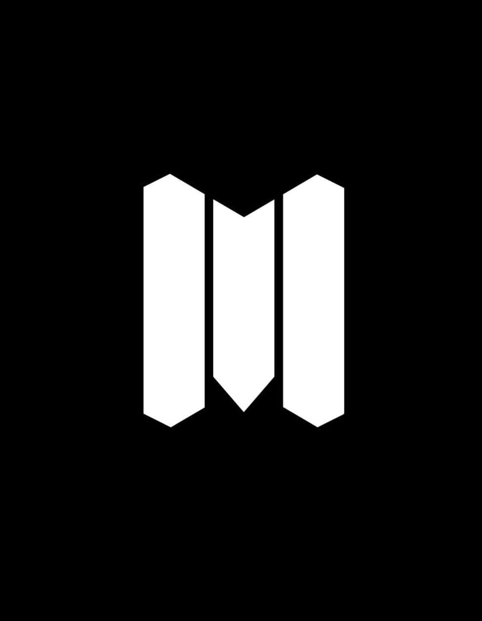 Call Of Duty Mobile 桌布 壁紙 — 一個銳利的白色極簡標誌，形狀像字母M，居中放置在純黑色背景上。