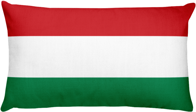 Hungary 桌布 壁紙 — 一個長方形枕頭展示匈牙利國旗，帶有鮮明的紅、白、綠橫條紋。