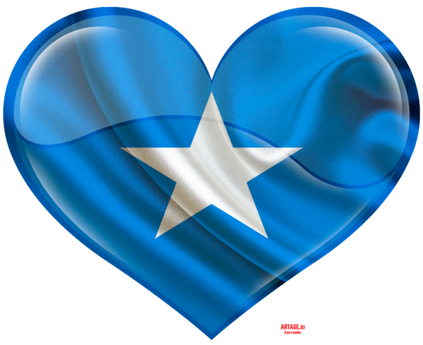 Heart Shape 桌布 壁紙 — 一個閃亮的心形，形狀像揮動的索馬利亞國旗，藍色布料上有白色星星。