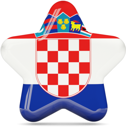 Croatia 桌布 壁紙 — 一個閃亮的星形徽章，上面有克羅埃西亞國旗的紅白藍條紋和中央的紅白棋盤格盾牌。