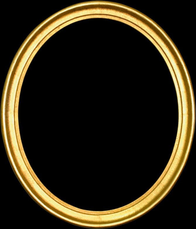 Gold Circle 桌布 壁紙 — 一個閃亮的金色橢圓形框架，帶有紋理脊線，置於純黑色背景上。