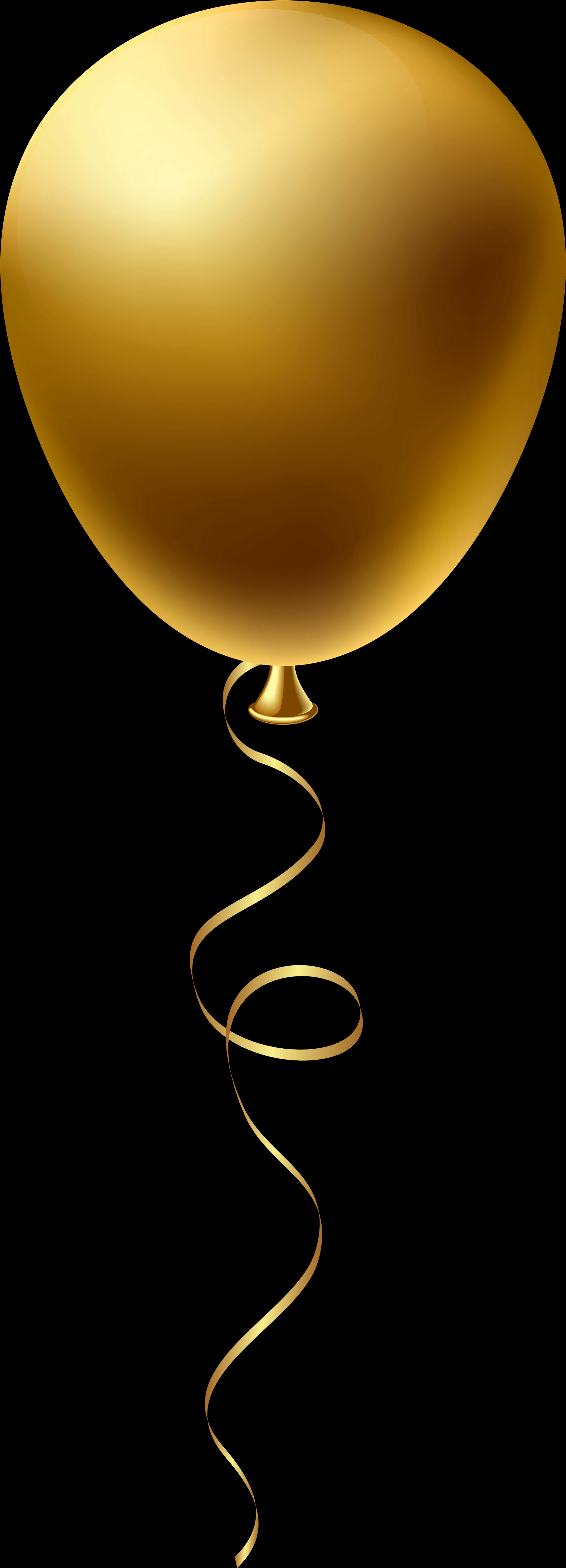 Decoration 桌布 壁紙 — 一個閃亮的金色氣球，帶有捲曲的絲帶，在純黑色背景上飄浮。