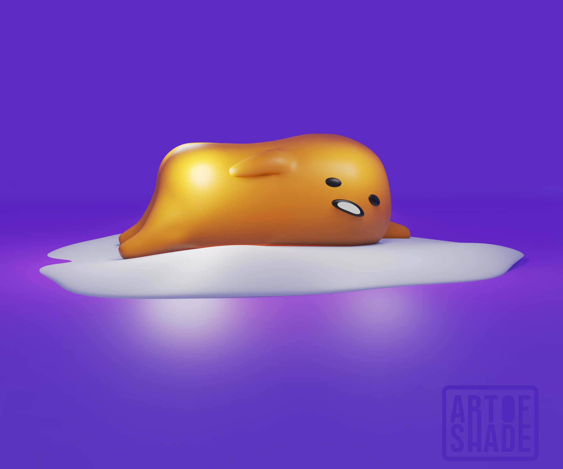 蛋黃哥卡通角色在紫色背景的白色枕頭上睡覺 — 蛋黃哥 壁紙