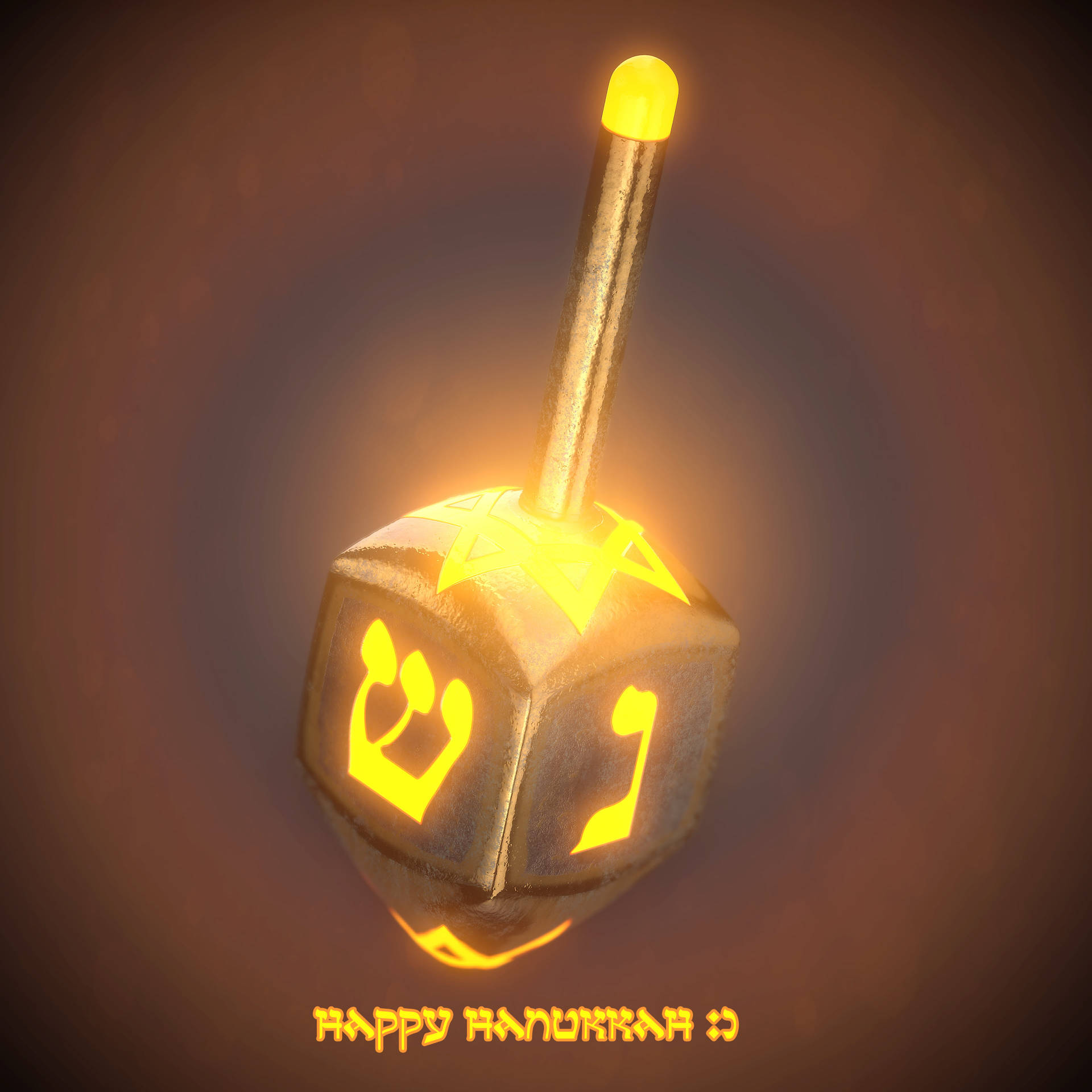 閃爍的 Dreidel，帶有希伯來字母和大衛之星，用於光明節慶祝。 — 光明節 GIF 壁紙