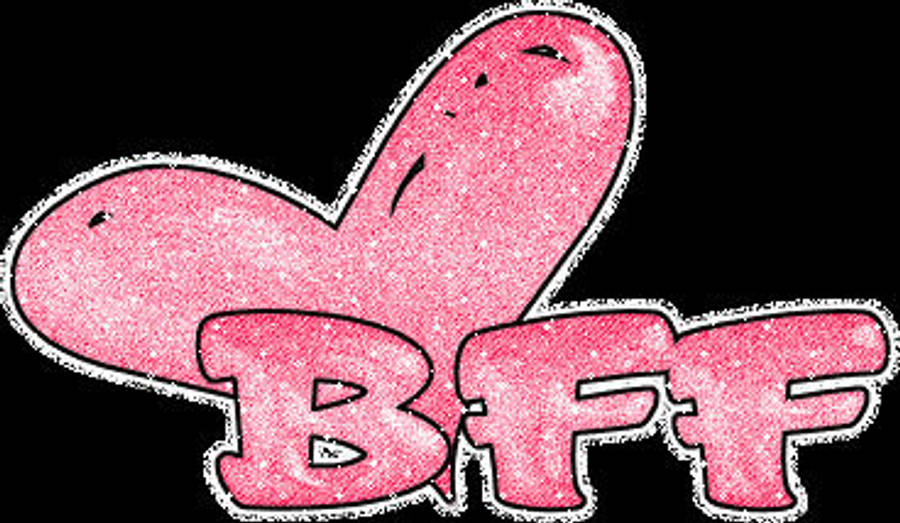 Best Friends Forever 桌布 壁紙 — 一個閃粉粉紅色心形狀像兔子，下面有粗體粉紅色的字母BFF。