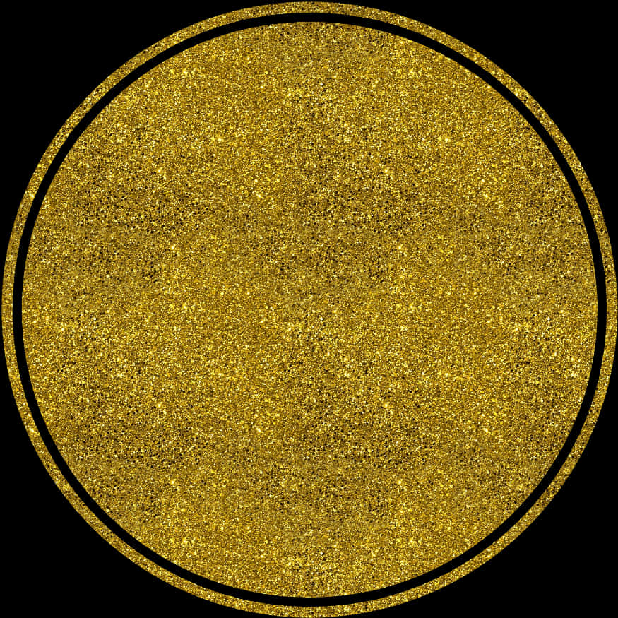 Gold Circle Frame 桌布 壁紙 — 一個閃耀的金色亮粉圓圈，以粗黑邊框框住，置於純黑背景上。