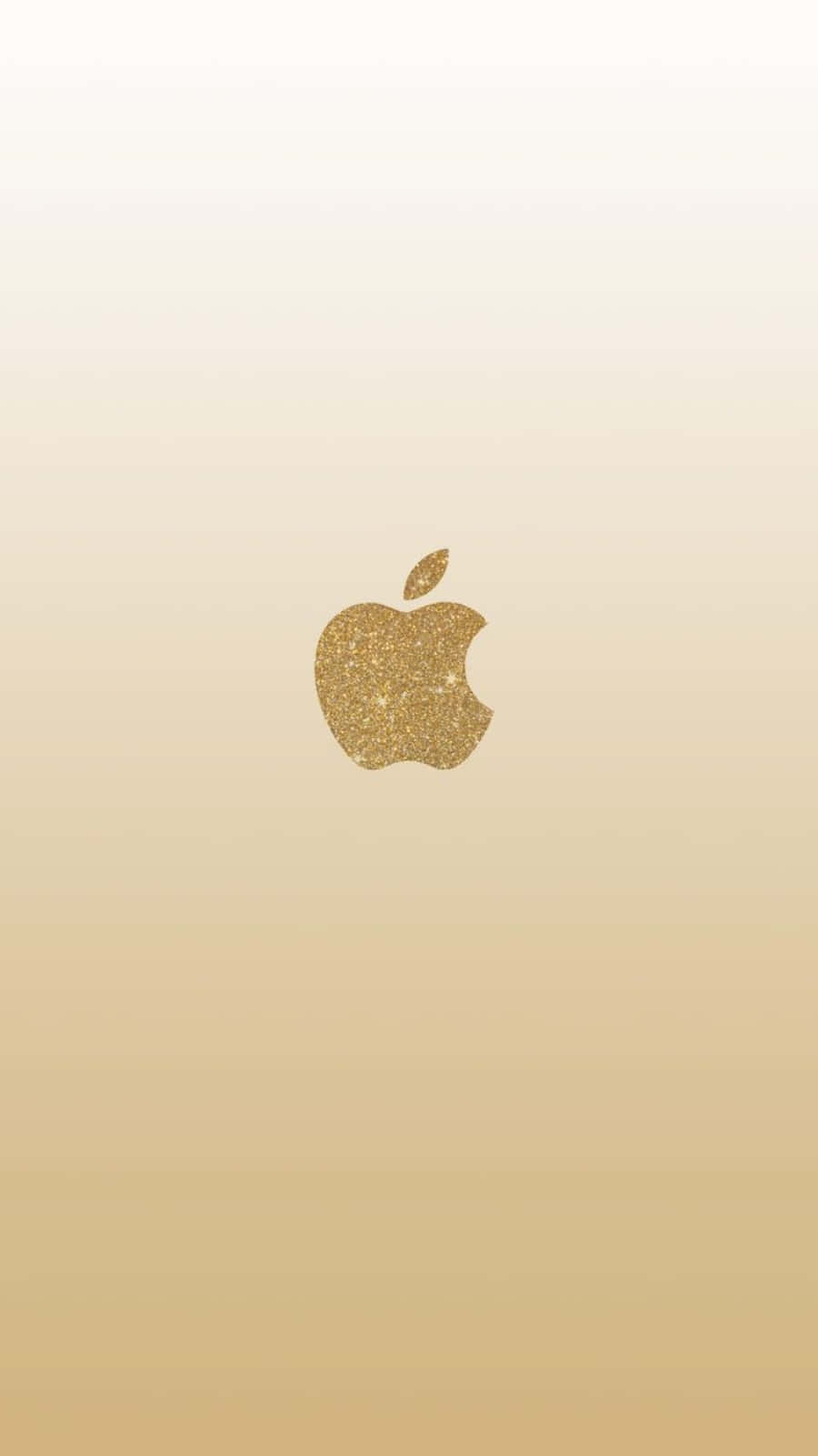 Best Apple 桌布 壁紙 — 一個閃閃發光的金色Apple標誌，居中在柔和的漸變米色背景上。