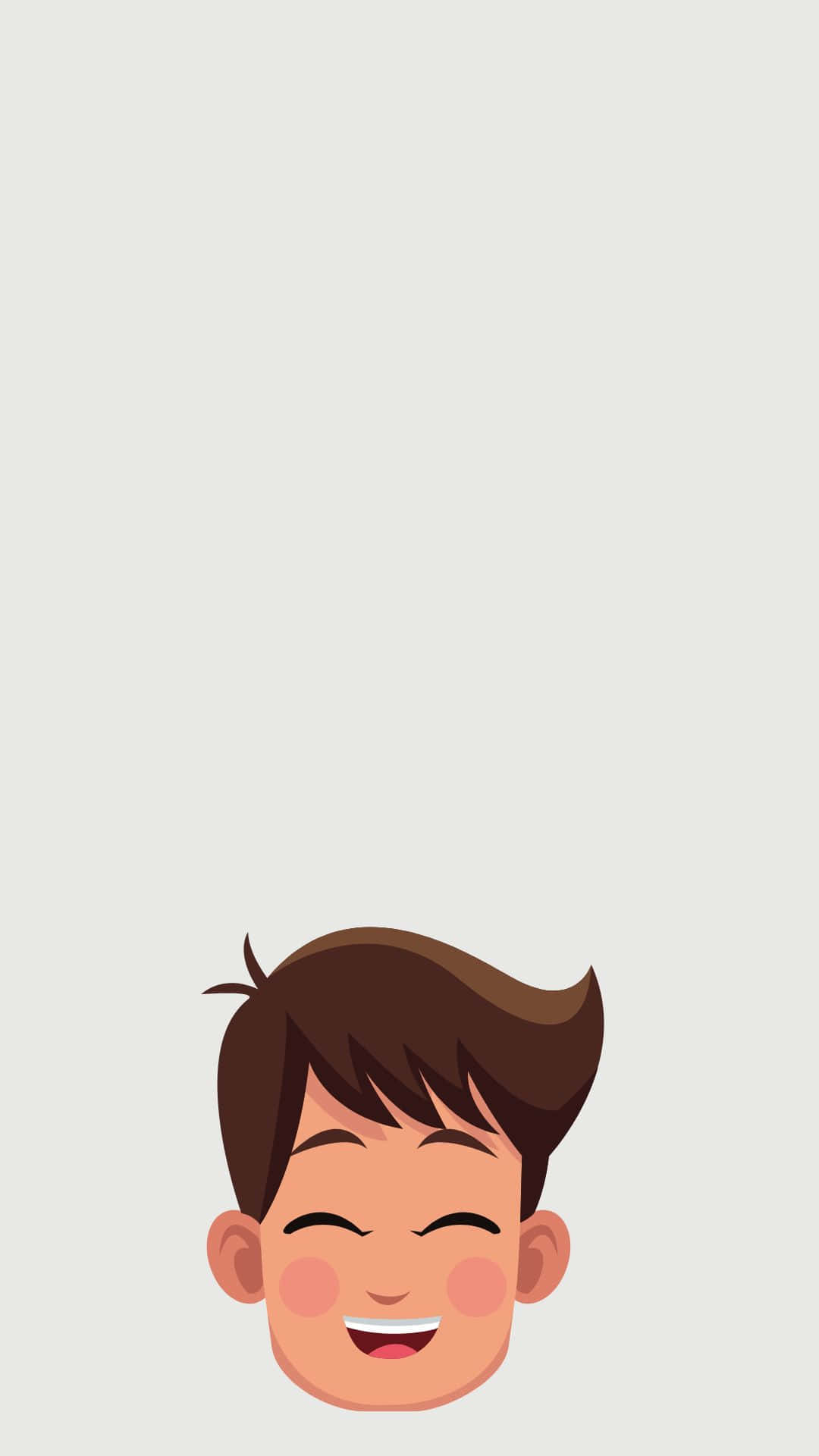 Cartoon Boy 桌布 壁紙 — 一個開心的卡通男孩，棕色頭髮，玫瑰色臉頰，在純淺灰色背景前燦爛微笑。