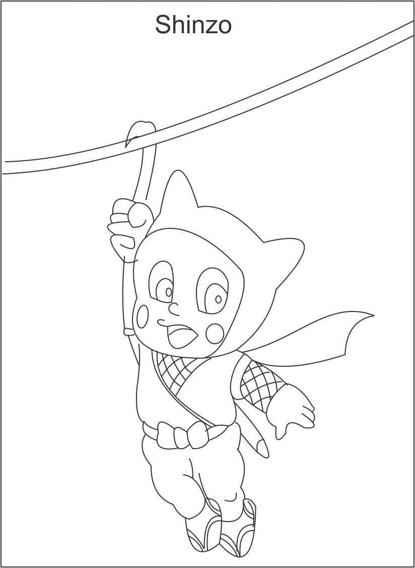 動漫男孩 桌布 壁紙 — 一個開心的卡通貓英雄掛在繩子上，披風在身後飄揚，以黑白線條藝術風格呈現。
