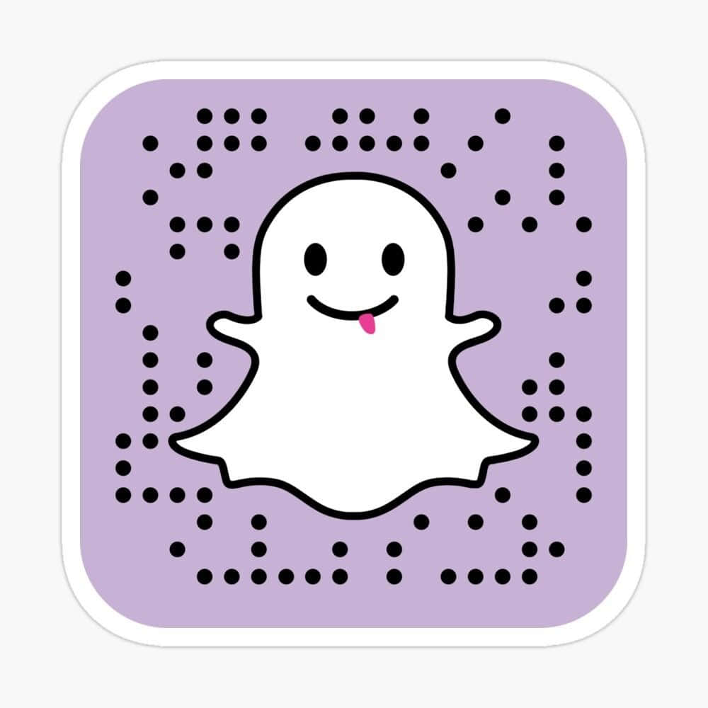 snap 桌布 壁紙 — 一個開心的卡通鬼魂，伸出粉紅色舌頭，頑皮地出現在點綴著黑色圓圈的薰衣草背景上。