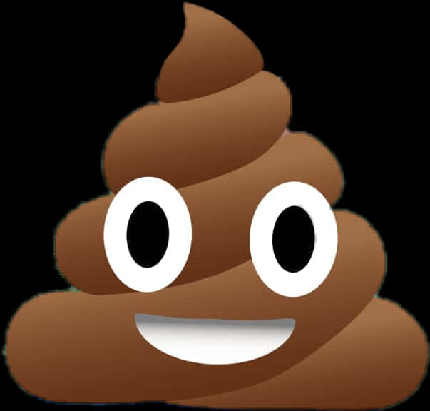 Clip Art 桌布 壁紙 — 一個開心的棕色便便表情符號，有大大的白色眼睛和寬闊的笑容，在黑色背景上。