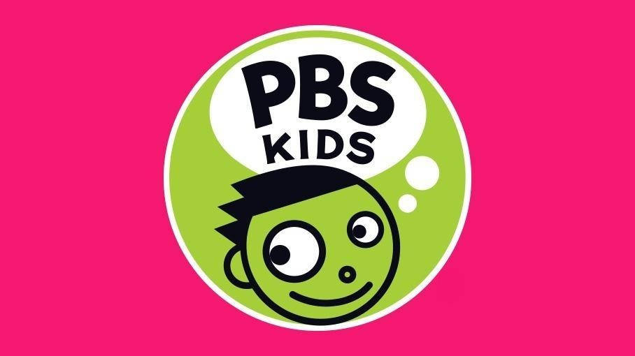 Pbs 桌布 壁紙 — 一個開心的綠色卡通小孩，頭髮尖尖，在萊姆綠色的圓圈內微笑，背景是鮮豔的粉紅色。