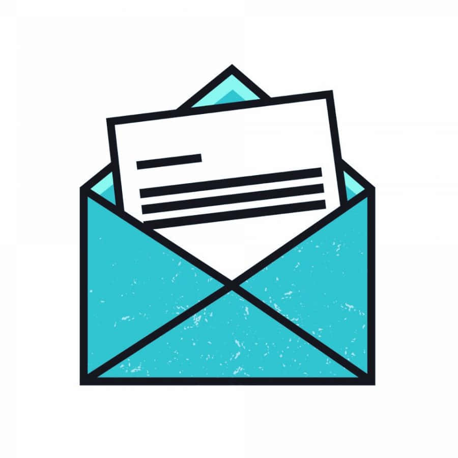 Letter 桌布 壁紙 — 一個青綠色信封，內有一封白色信件，在純白色背景上露出。
