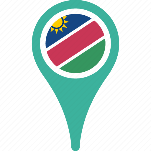 Namibia 桌布 壁紙 — 一個青綠色地圖圖釘圖示在黑色斜紋背景上顯示諾魯國旗。