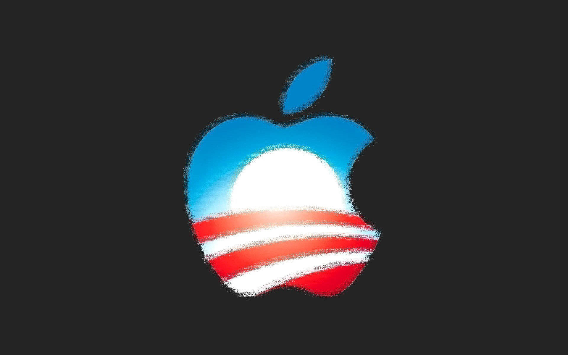 以歐巴馬競選顏色重新設計的Apple標誌，採用粉筆質感。