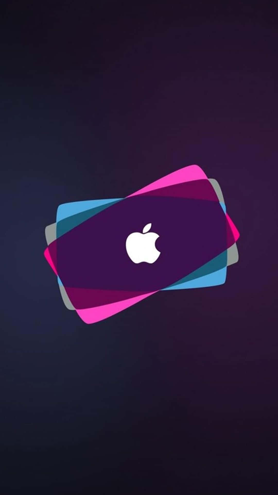 iPhone X Apple Logo 桌布 壁紙 — 一個風格化的Apple標誌居中在層疊的彩色幾何形狀上，背景為深紫色漸變。