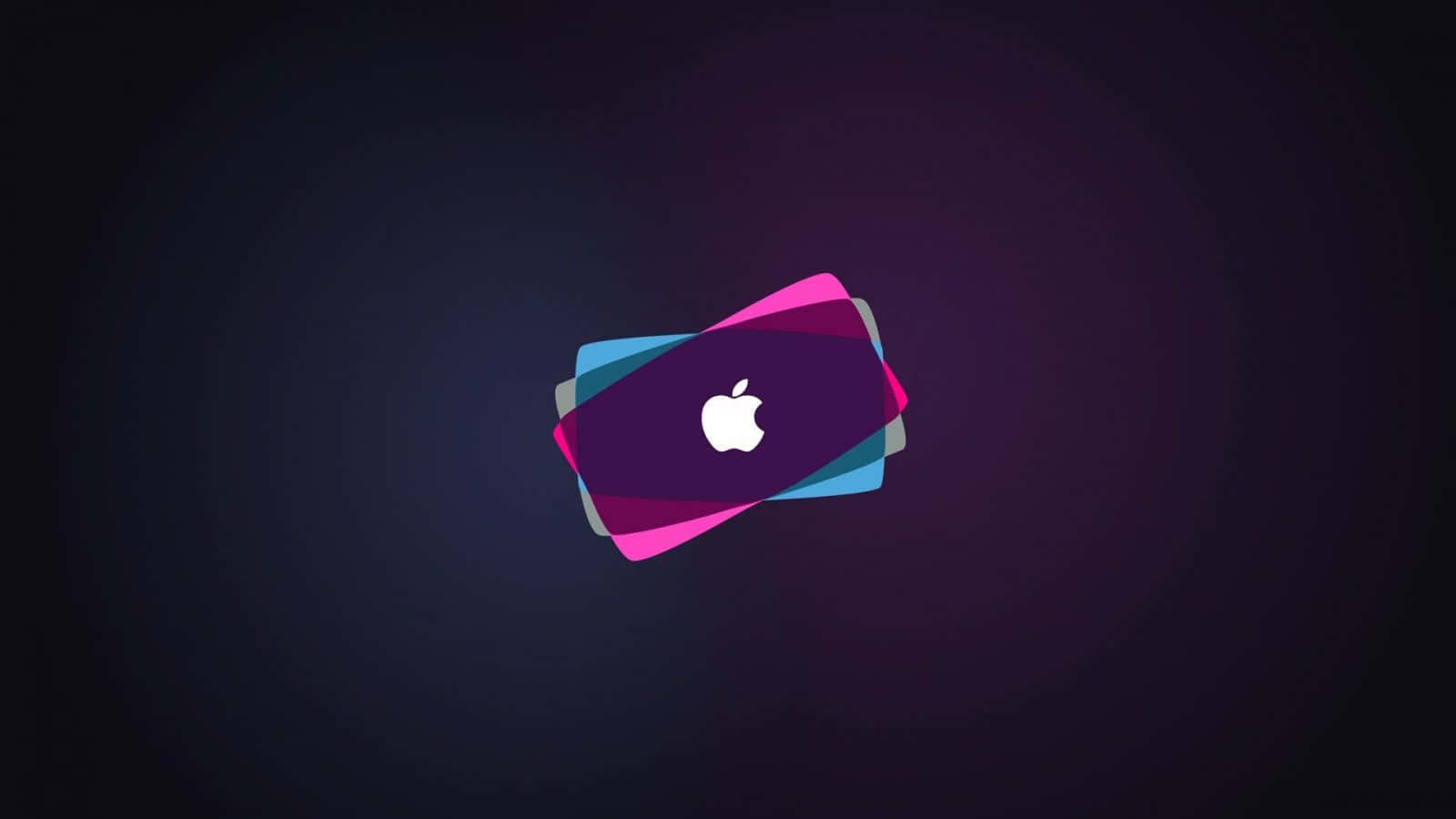 4K Apple 桌布 壁紙 — 一個風格化的Apple標誌居中放置在分層彩色卡片上，背景為深色漸變。