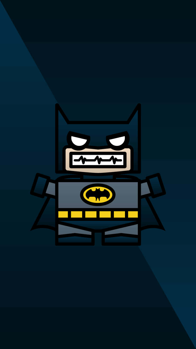 Batman Aesthetic 桌布 壁紙 — 一個風格化的LEGO蝙蝠俠人偶，帶著不高興的表情，站在深藍色漸變背景前。