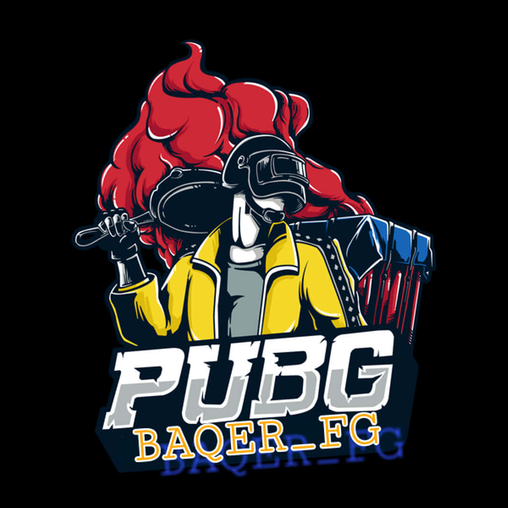 絕地求生 桌布 壁紙 — 一個風格化的PUBG角色，紅髮戴頭盔，在黑色背景前手持武器。