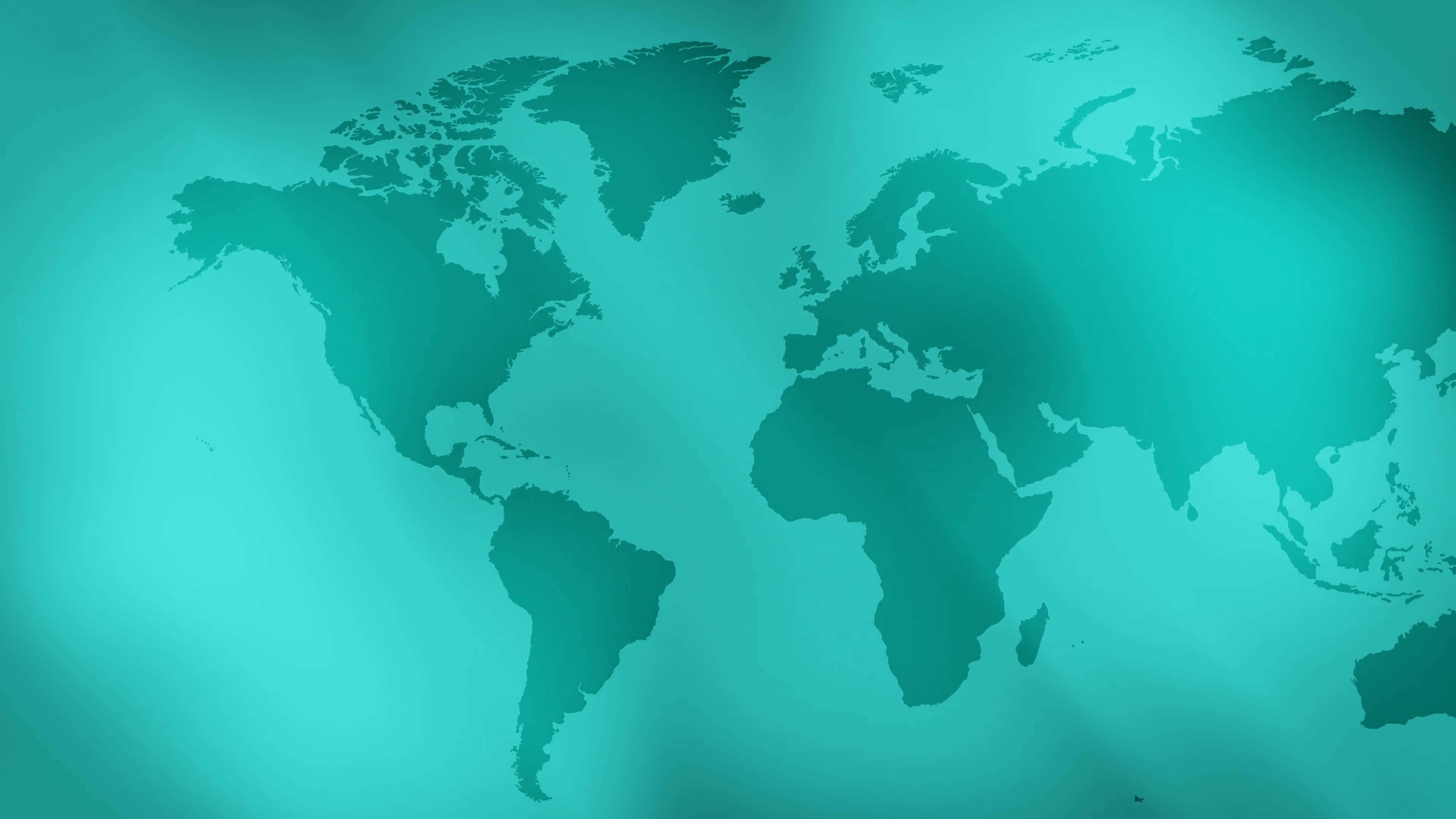 Global 桌布 壁紙 — 一個風格化的世界地圖，採用漸層青綠色調，邊緣柔和發光，背景與之匹配。