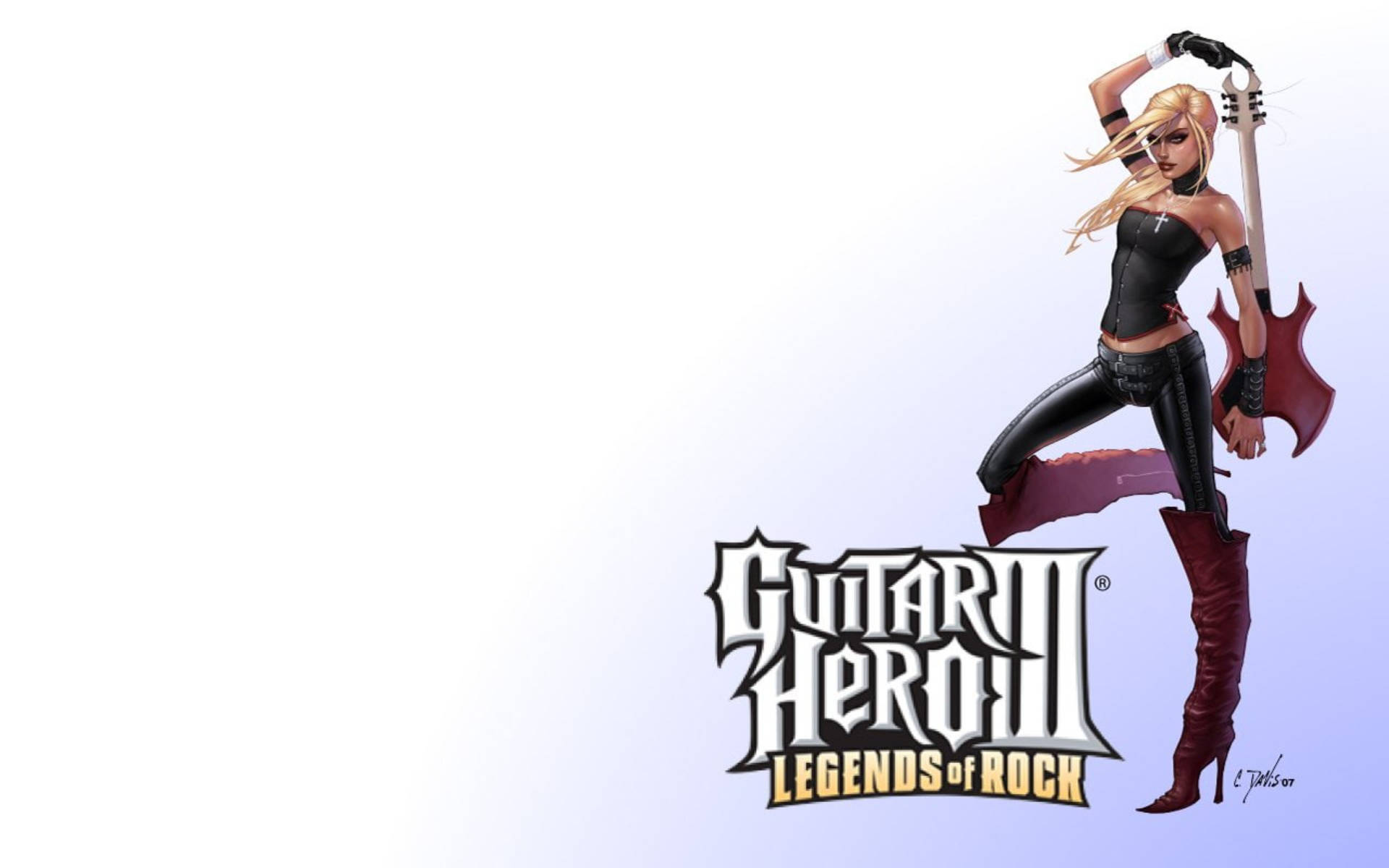 動漫女性手持紅色吉他，用於Guitar Hero III Legends of Rock遊戲。 — 吉他英雄 壁紙