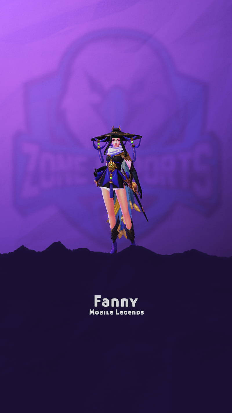 Mobile Legends 動態圖 桌布 壁紙 — 一個風格化的動漫戰士站在一個發光的紫色背景上的黑色剪影上，帶有褪色的標誌。
