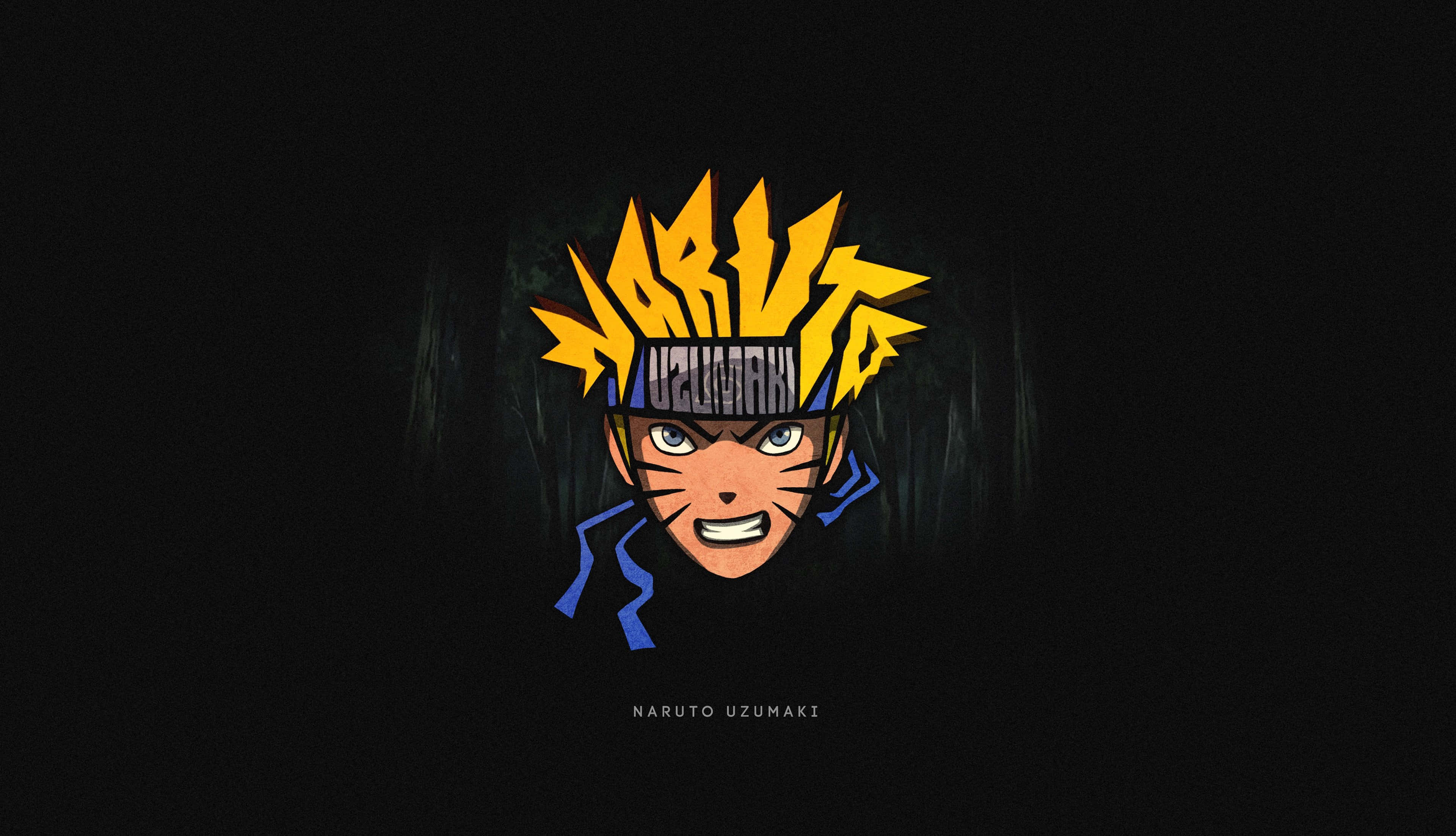 Naruto Anime 桌布 壁紙 — 一個風格化的動漫肖像，描繪了漩渦鳴人，擁有尖刺的金色頭髮和堅定的表情，背景為深色。