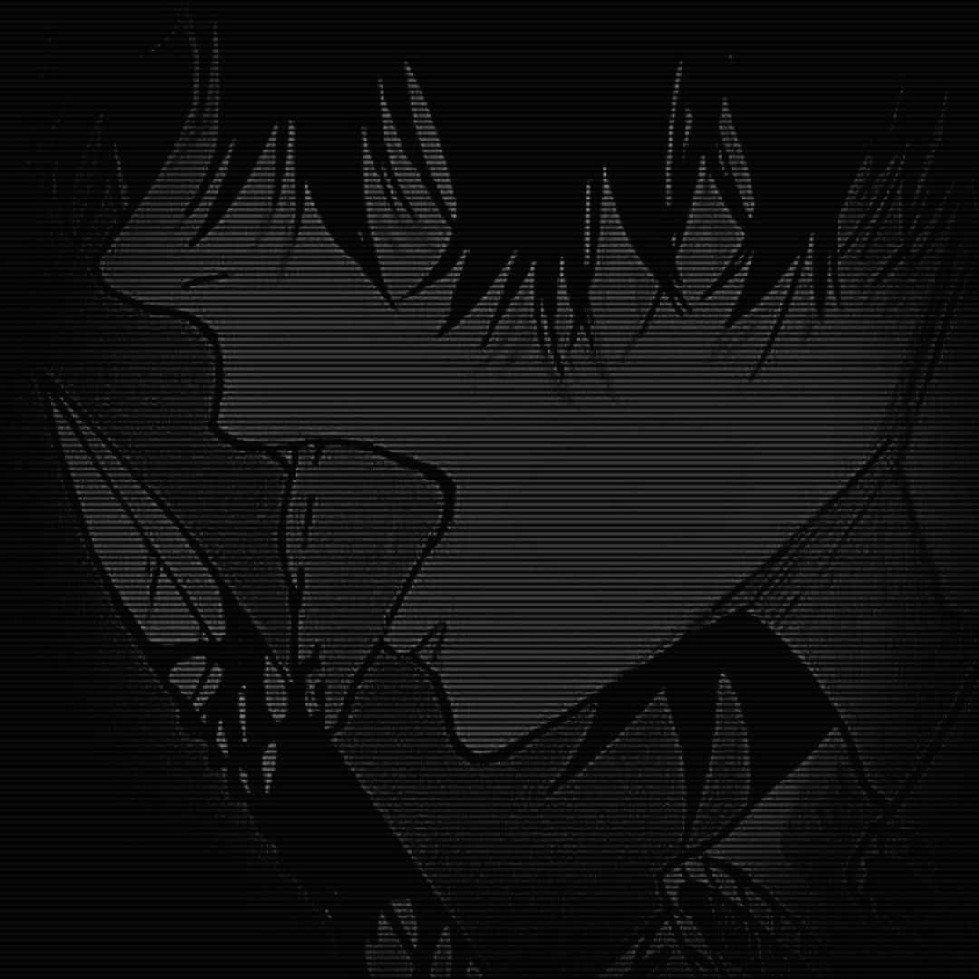 Dark Anime Boy 桌布 壁紙 — 一個風格化的動漫角色側面，以鮮明的黑白呈現，帶有厚重的掃描線紋理。