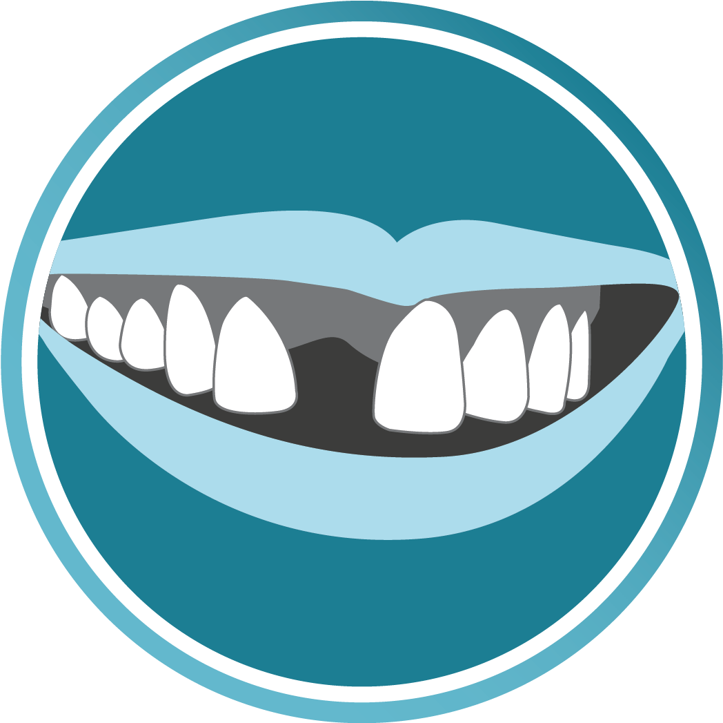Smile 桌布 壁紙 — 一個風格化的卡通嘴巴，有白色牙齒和淺藍色嘴唇，位於青綠色圓形框架內。