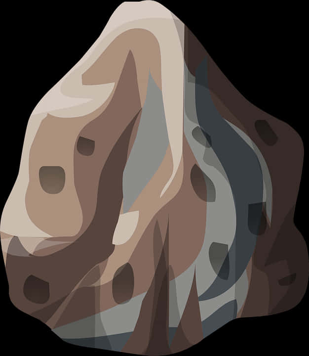 The Rock 桌布 壁紙 — 一個風格化的卡通岩石，帶有分層的大地色調和光滑的圓角邊緣，背景為黑色。