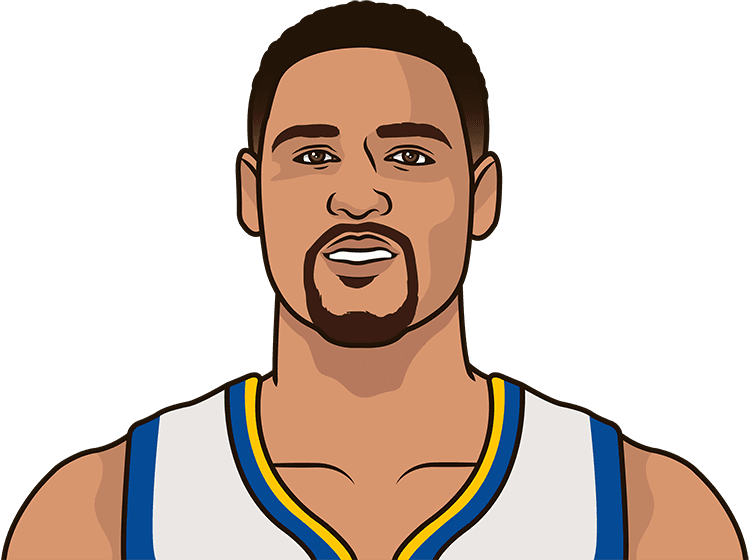 Thompson 桌布 壁紙 — 一個風格化的卡通肖像，描繪一名身穿白色球衣、帶有藍色和黃色飾邊的籃球運動員，背景為黑色。