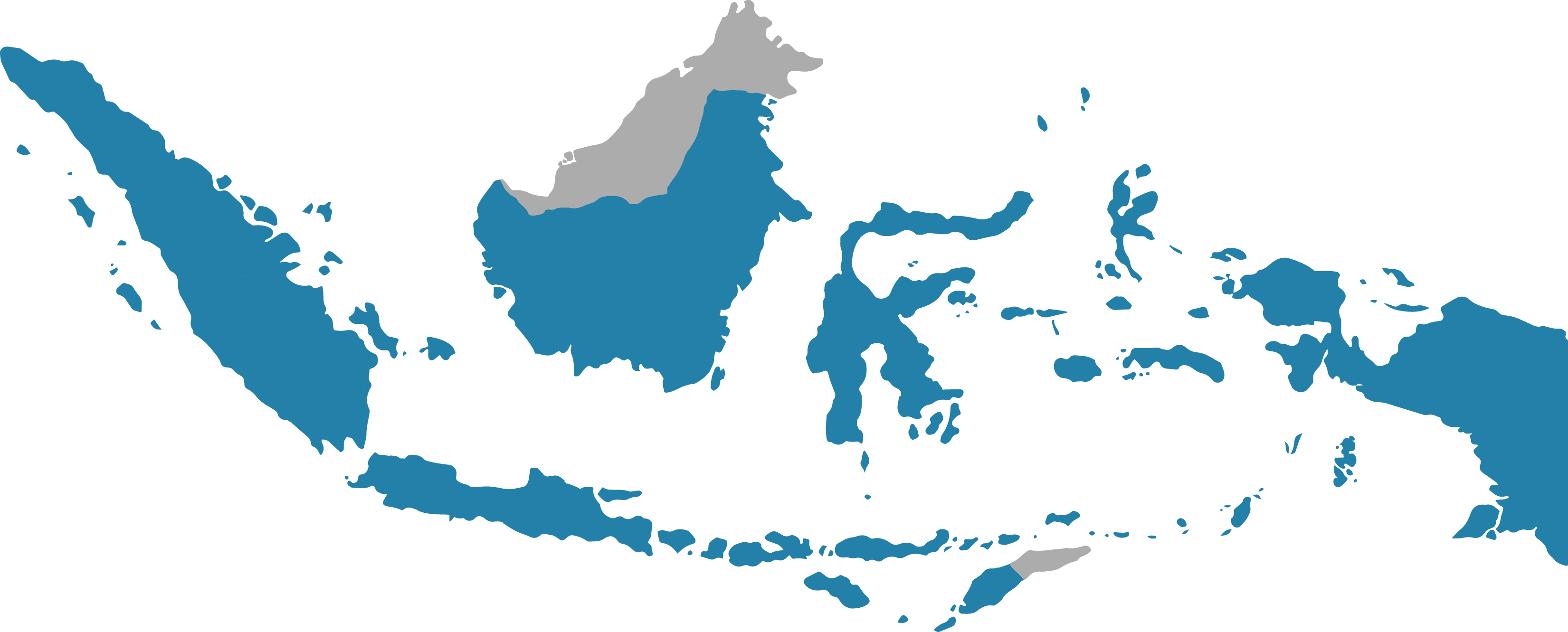 Indonesia Map 桌布 壁紙 — 一個風格化的印尼地圖，以藍色和灰色呈現，背景為黑色。