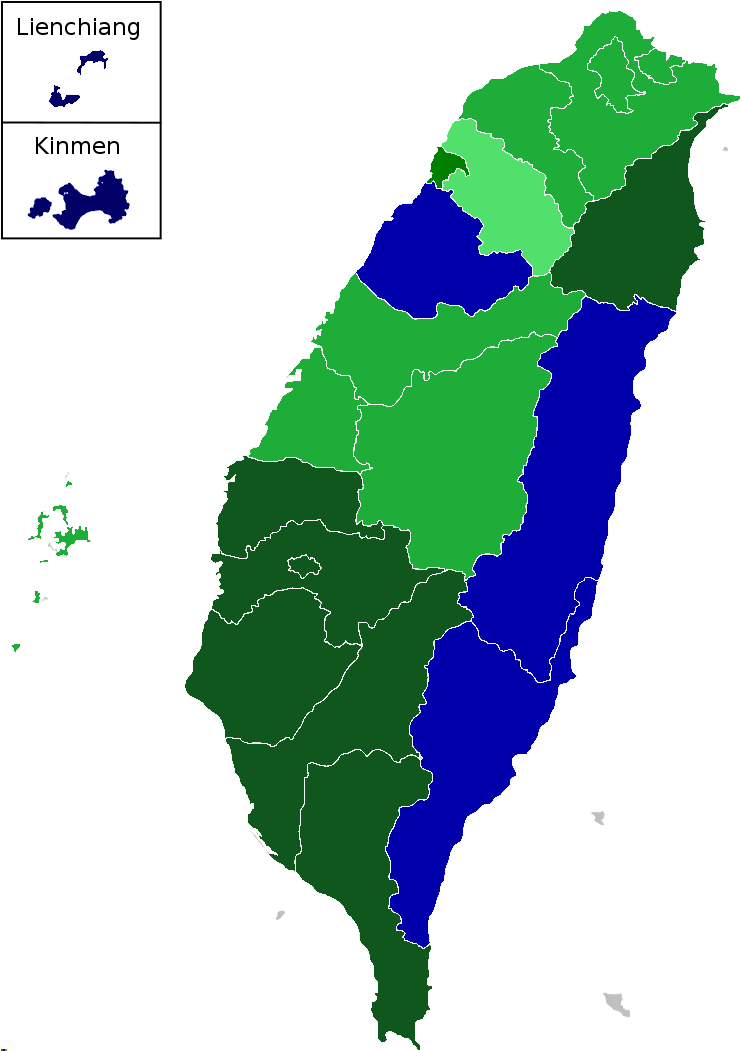 台灣 桌布 壁紙 — 一個風格化的台灣地圖，區域以不同深淺的綠色和藍色著色，背景為黑色。
