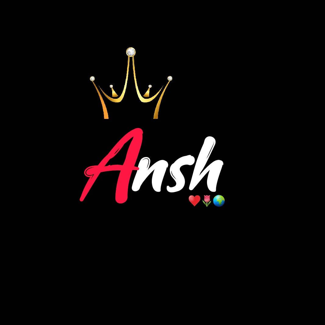 一個名字 Ansh，帶有金色皇冠和表情符號，背景為黑色。 — 簡單動圖 壁紙
