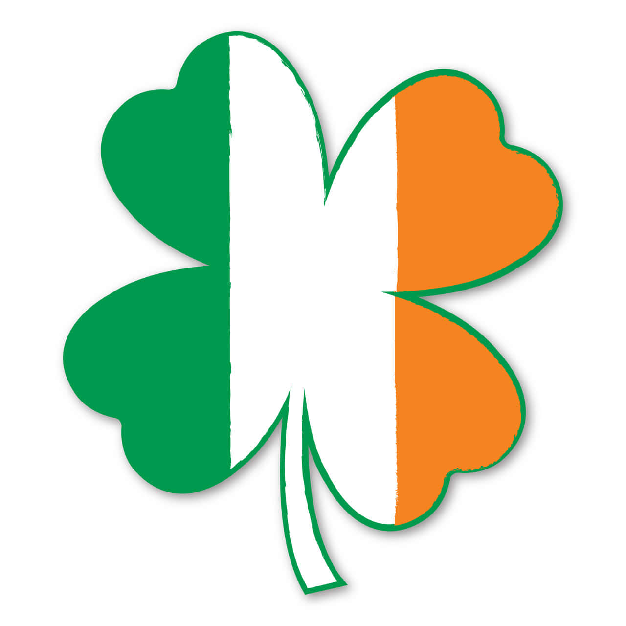 Four Leaf Clover 桌布 壁紙 — 一個風格化的四葉草，帶有愛爾蘭國旗的綠色、白色和橙色垂直條紋。