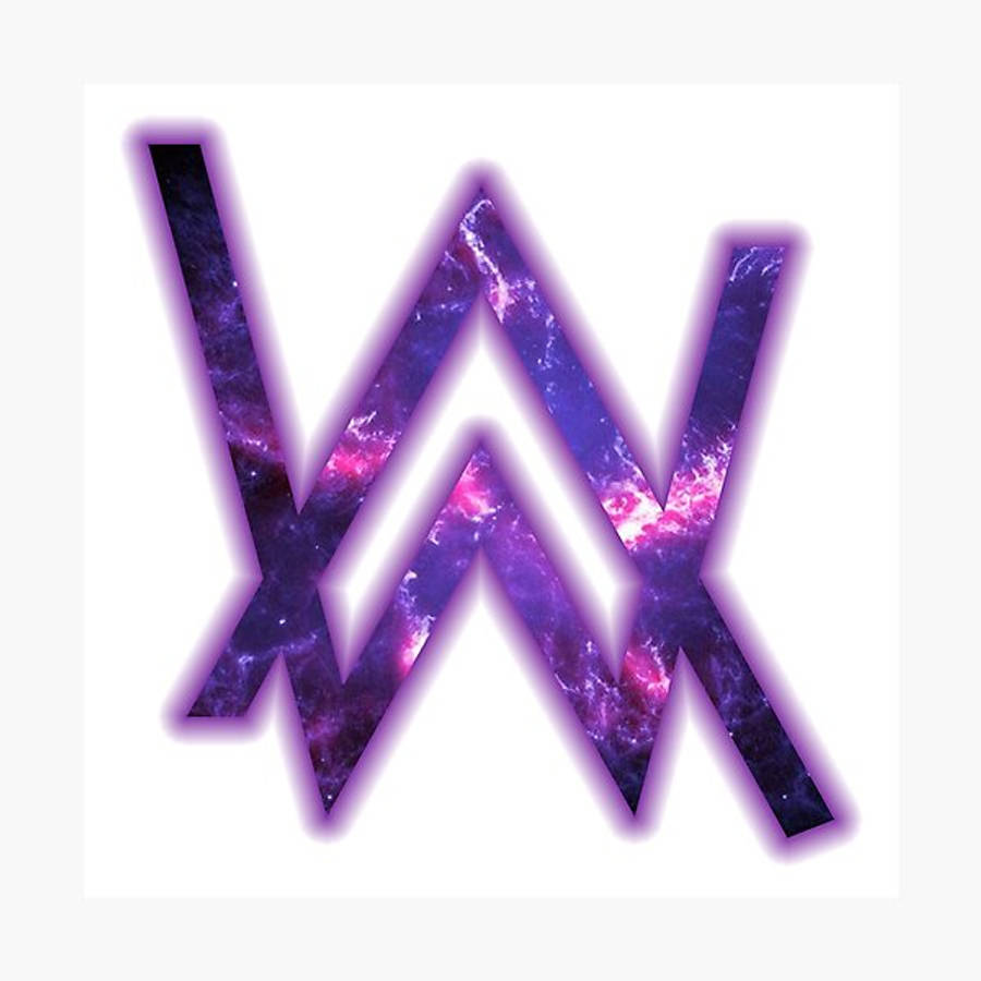 Logo 桌布 壁紙 — 一個風格化的字母W，充滿充滿活力的紫色和粉紅色星雲，在白色背景上發光。