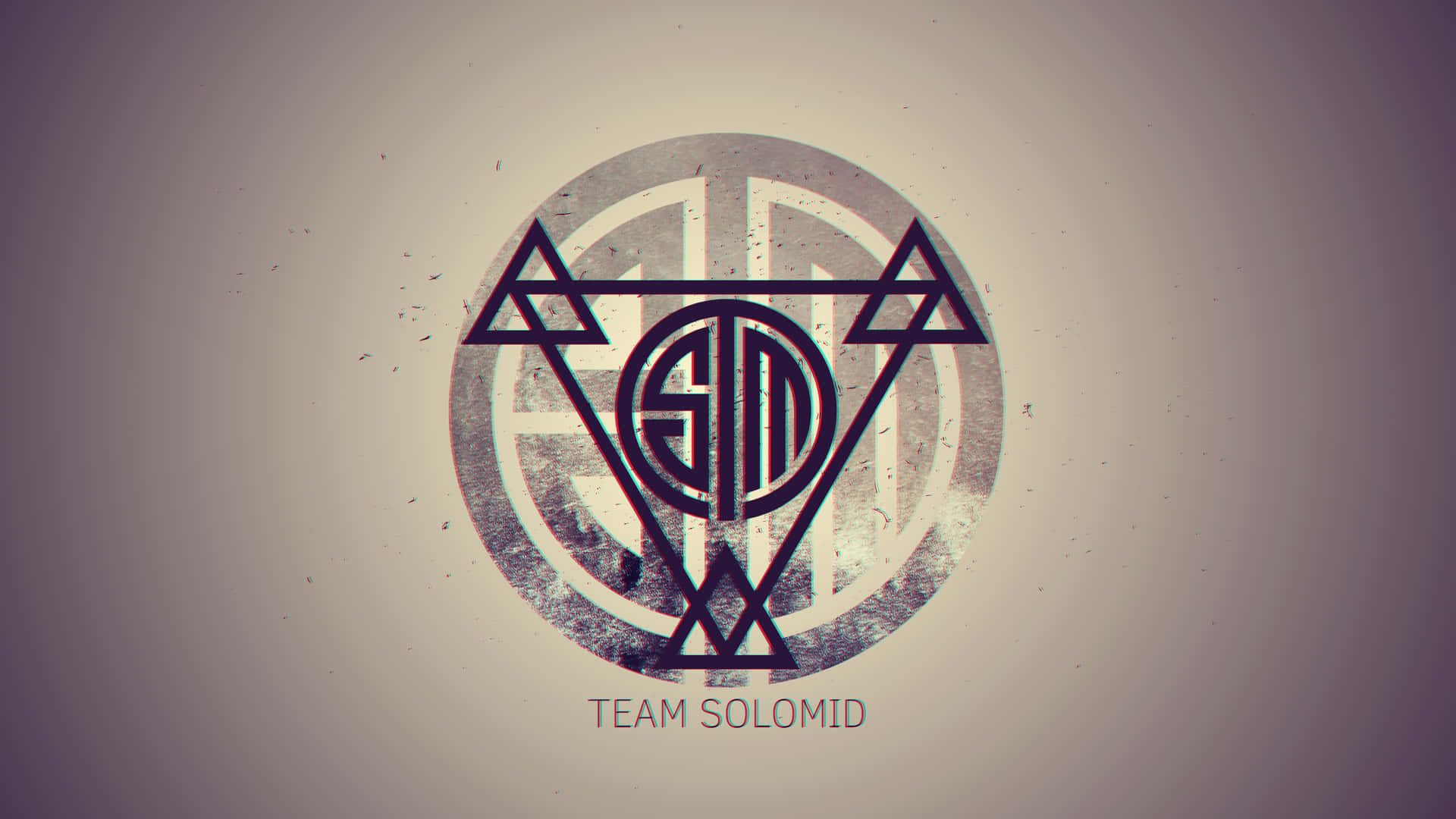 Team Solomid 標誌，帶有幾何三角形和圓形圖案，位於紋理背景上。 — Tsum tsum 壁紙