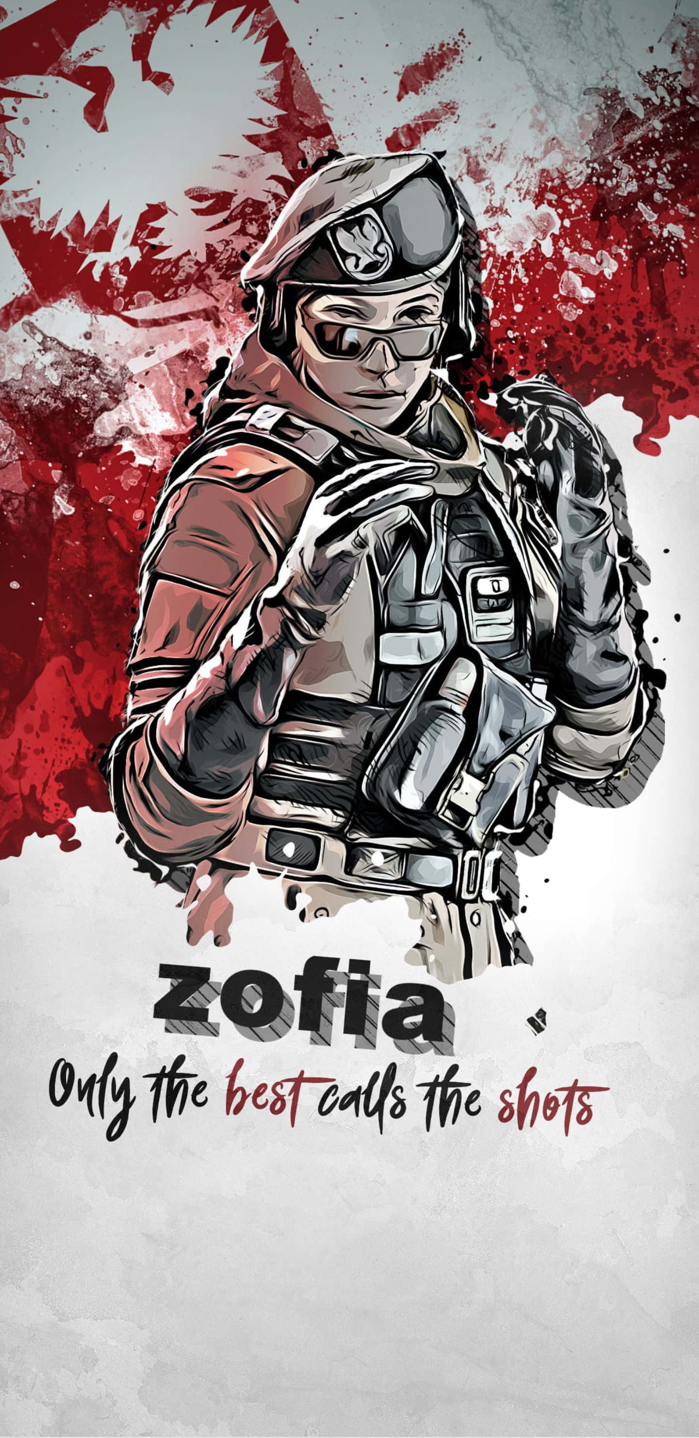 Pixel 3xl Rainbow Six Siege 桌布 壁紙 — 一個風格化的插圖，描繪一位身穿戰術裝備的女兵，背景為紅色飛濺圖案，下方附有文字。