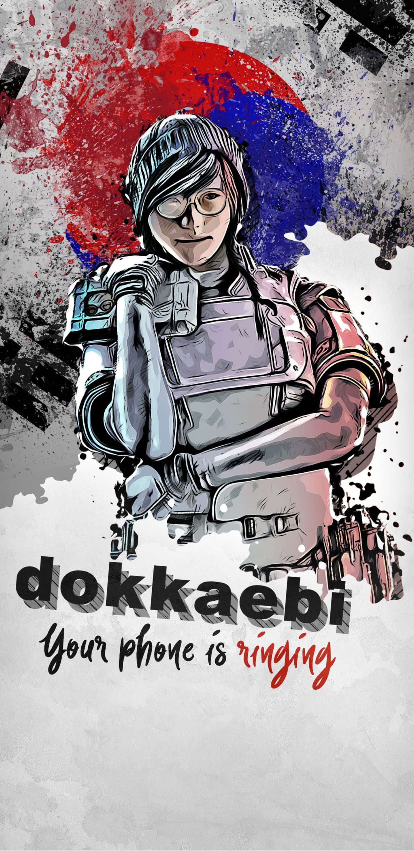 Pixel 3xl Rainbow Six Siege 桌布 壁紙 — 一個風格化的插圖，描繪一名身穿戰術裝備的女兵，手持步槍，背景是濺灑的紅色、藍色和灰色。