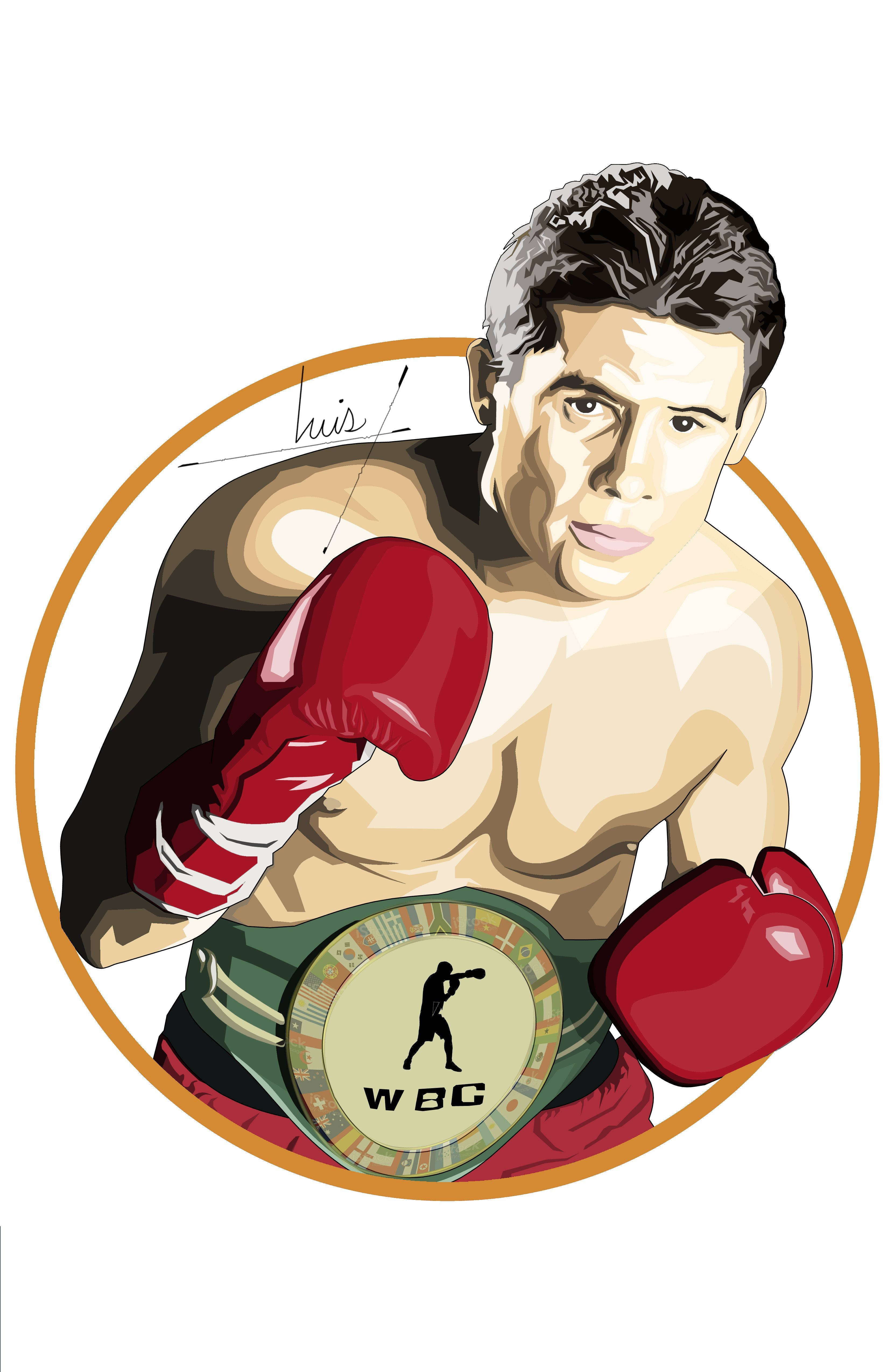 Champion Logo 桌布 壁紙 — 一個風格化的插圖，描繪了一名戴著紅色手套和WBC冠軍腰帶的拳擊手，擺出自信的姿勢。