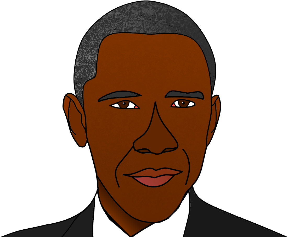 obama 桌布 壁紙 — 一個風格化的插圖，描繪巴拉克·歐巴馬在黑色背景上帶著嚴肅的表情。