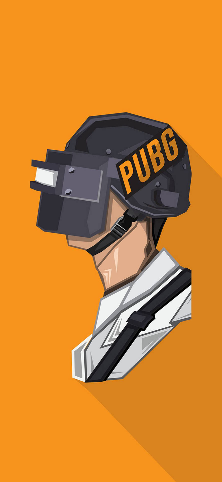 橙色背景上穿著PUBG頭盔和背心的玩家 — Google pixel 壁紙