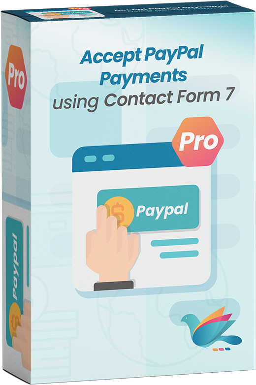 PayPal 桌布 壁紙 — 一個風格化的方框圖形，顯示一隻手在帶有「Pro」品牌的聯絡表單介面上點擊 PayPal 按鈕。