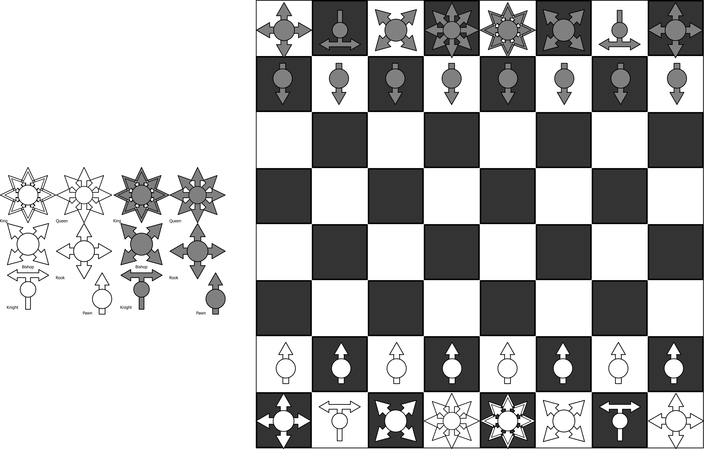 西洋棋 桌布 壁紙 — 一個風格化的棋盤，在方格網格上帶有單色抽象幾何棋子。