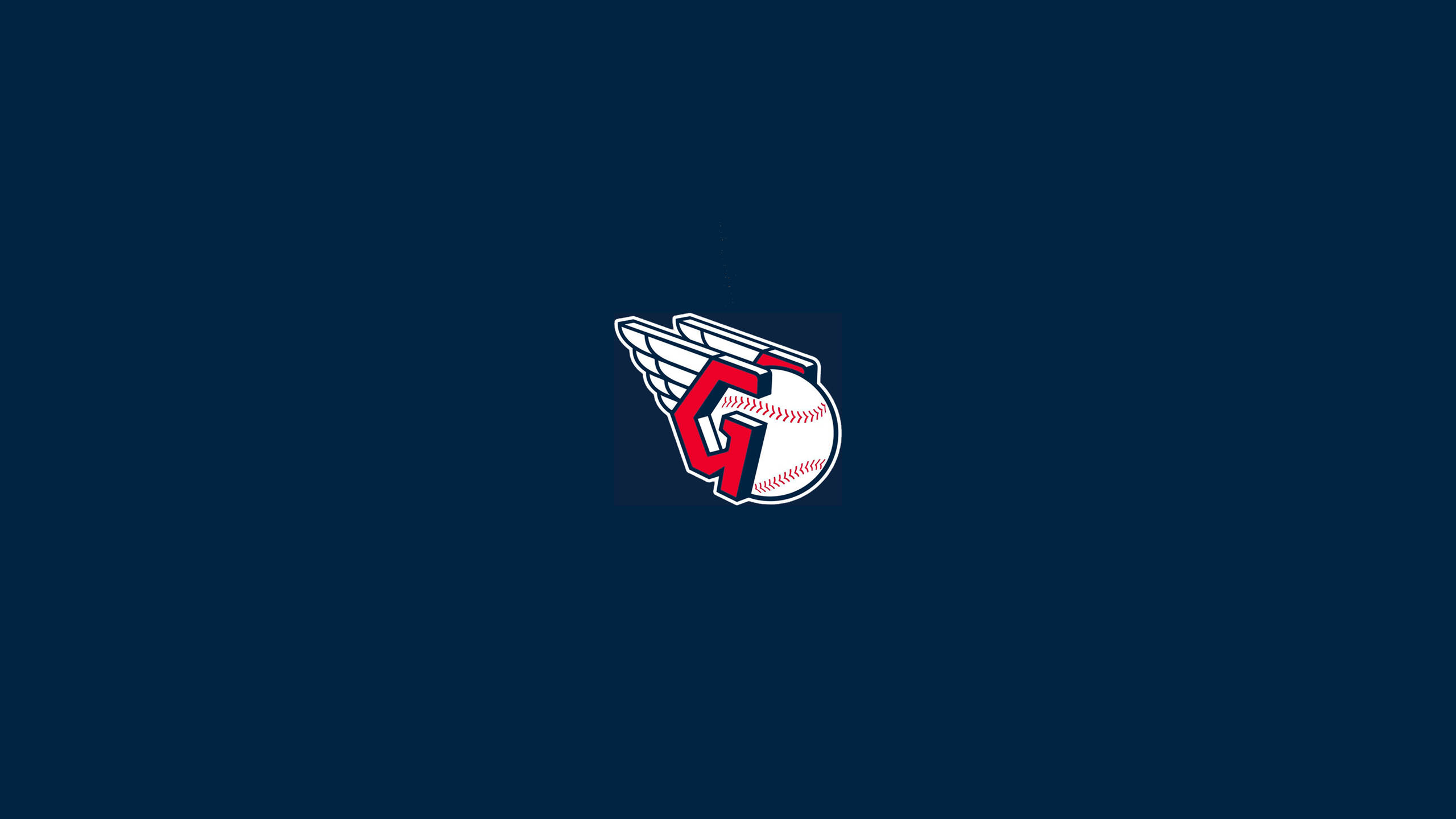 Cleveland Guardians 桌布 壁紙 — 一個風格化的棒球標誌，紅色字母G和白色翅膀居中在深藍色背景上。