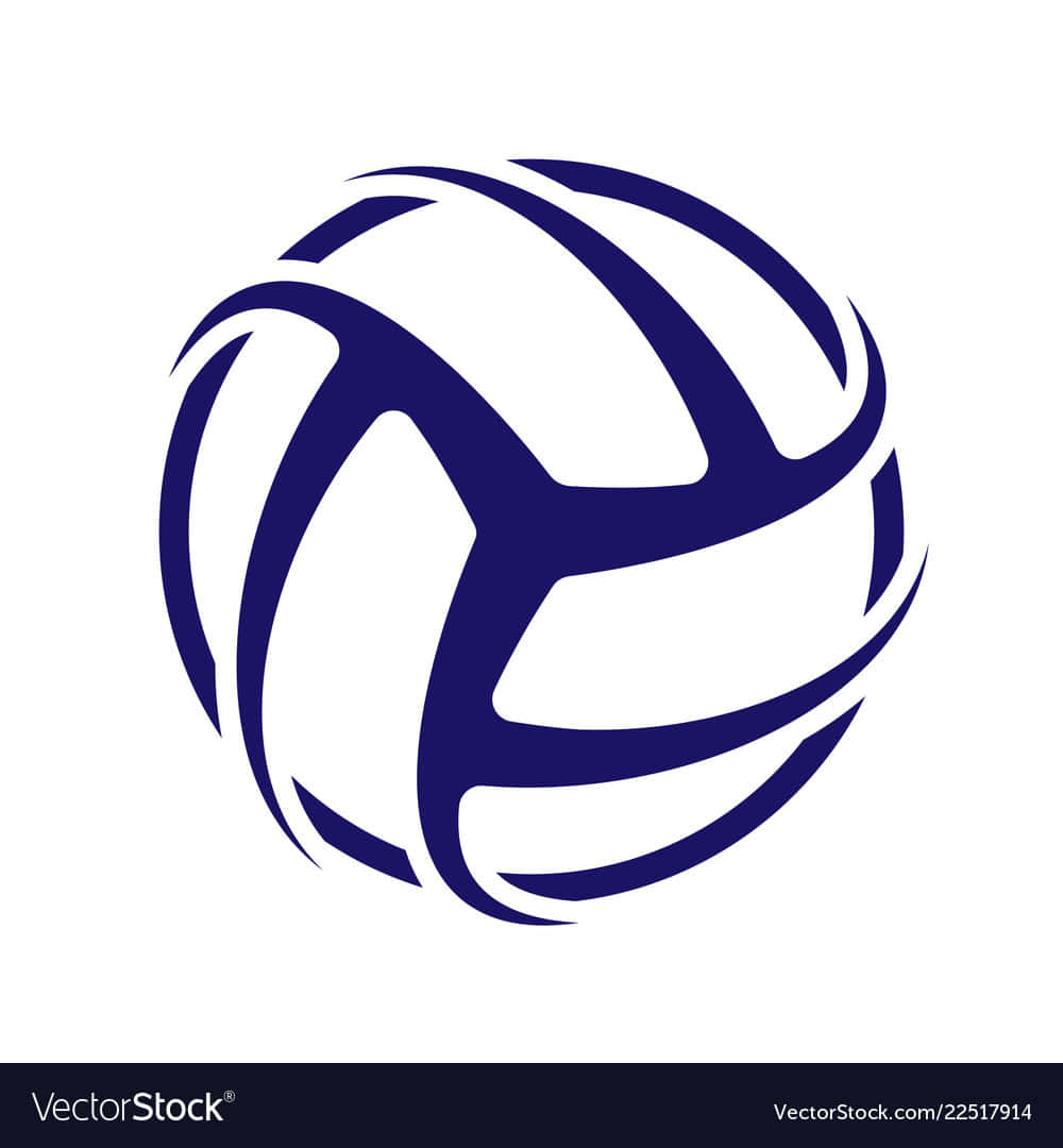 Volleyball Ball 桌布 壁紙 — 一個風格化的海軍藍色排球圖示，帶有流動的曲線，背景為白色。