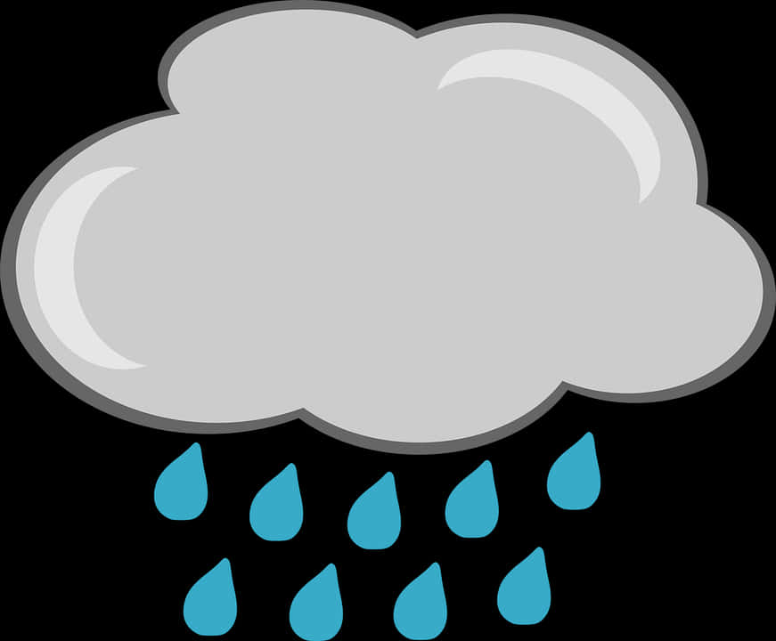 Awan 桌布 壁紙 — 一個風格化的灰色雲朵，帶有藍色雨滴落在黑色背景上。