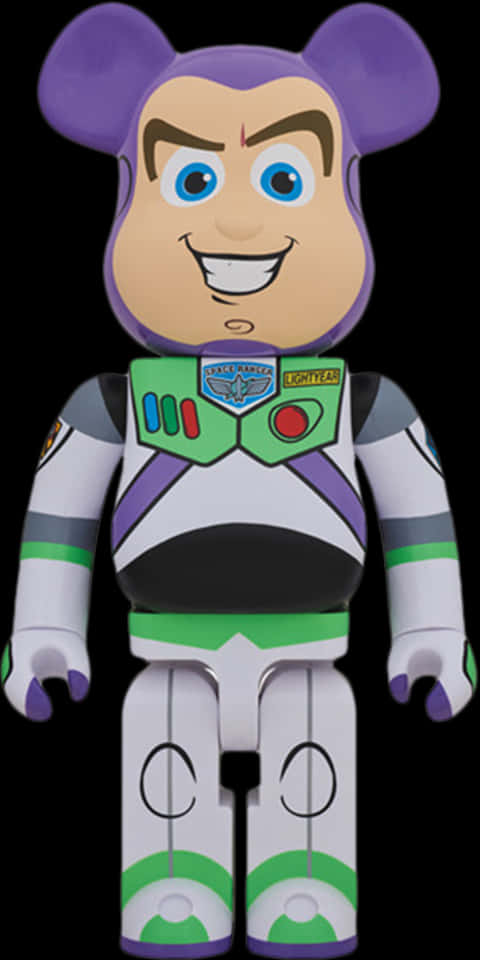 Toy Story Characters 桌布 壁紙 — 一個風格化的熊狀巴斯光年人物，穿著其標誌性太空服，背景為黑色。
