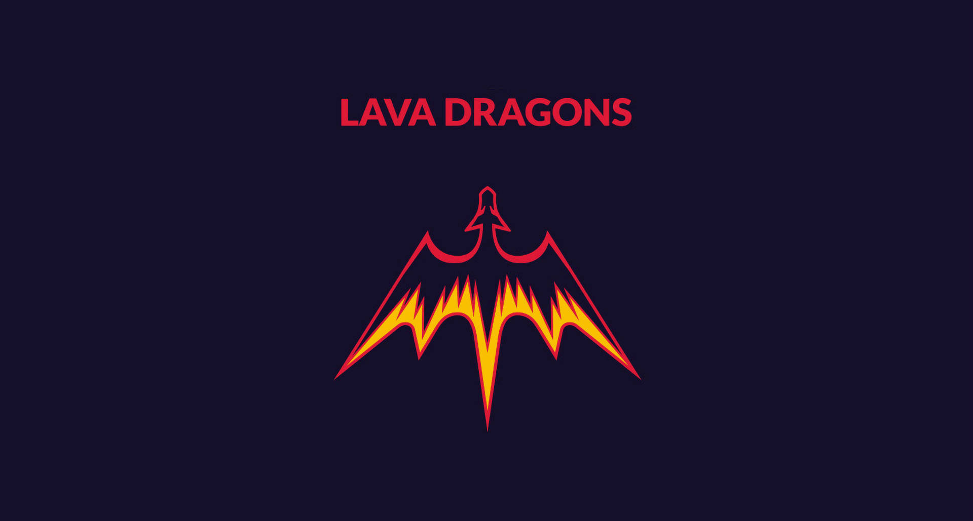 lava 桌布 壁紙 — 一個風格化的熔岩龍標誌，帶有火熱的橙色和紅色翅膀，背景為深海軍藍色。
